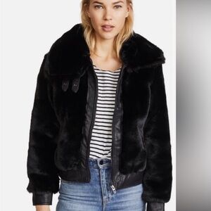 NEW - BlankNYC Women's Black Faux Fur Jacket Small Cozy!!! Soft!!